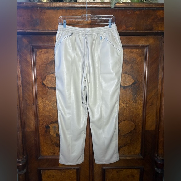 NWT Jonathan Simkhai- Violet Vegan Leather Track Pant. Size M - Picture 5 of 12